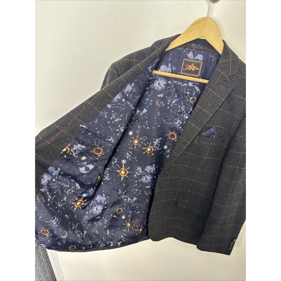 Joe Browns Tweed Jacket Blazer Wool Blend Gray Check Men's 44 - Picture 6 of 9